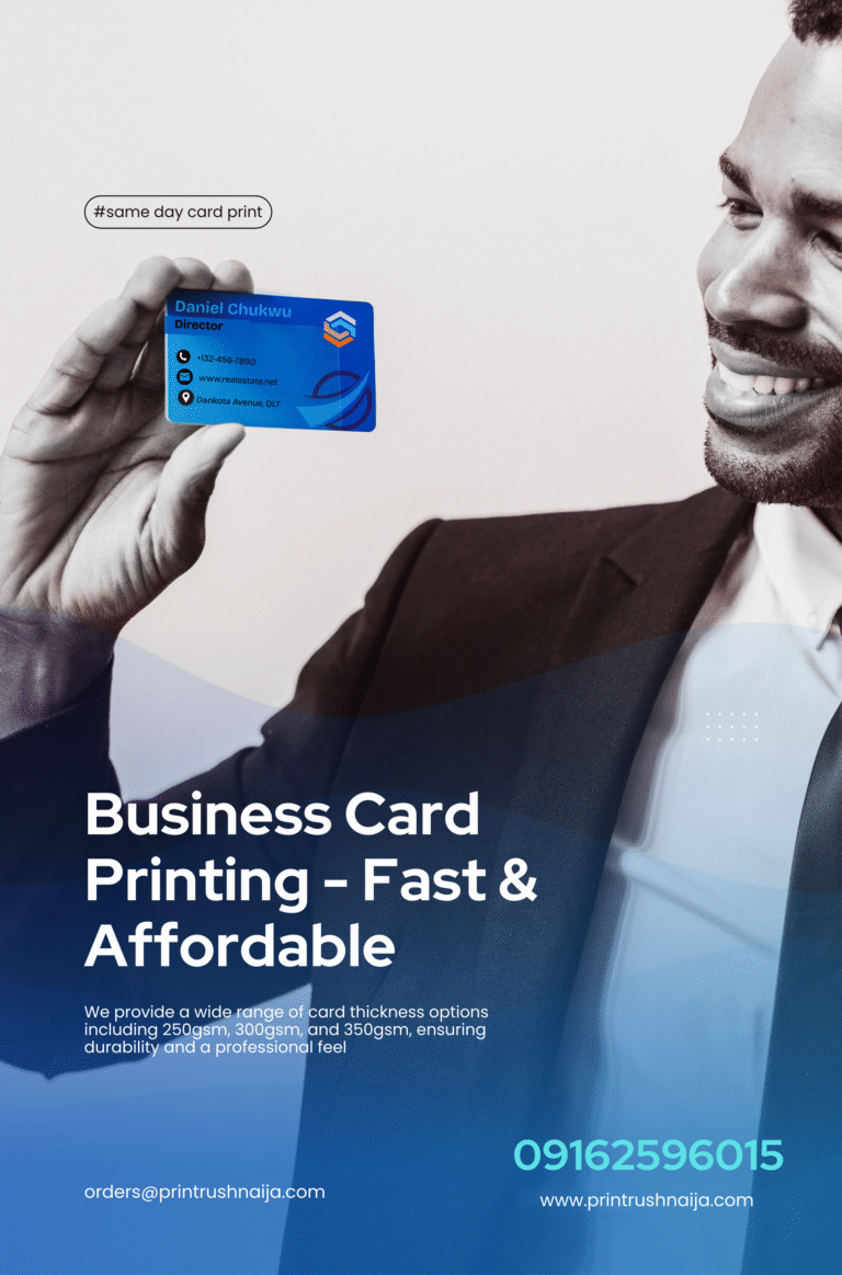 Custom-designed business cards in Lekki–Ajah, Lagos – professional printing for corporate and personal branding