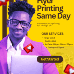 Premium flyer printing in Lekki-Ajah, Lagos – single-sided and double-sided on 150gsm, 250gsm, 300gsm card | Same-day or next-day delivery